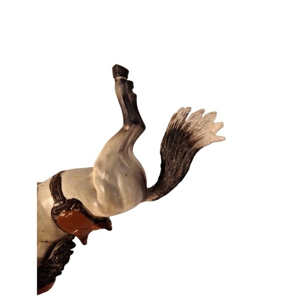 New Ray Horse Rearing Gray White Molded Brown Saddle Bridle 5x3" - Picture 16 of 16